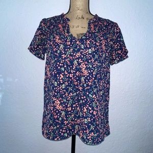 Floral Top Blouse Pink Blue DownEast